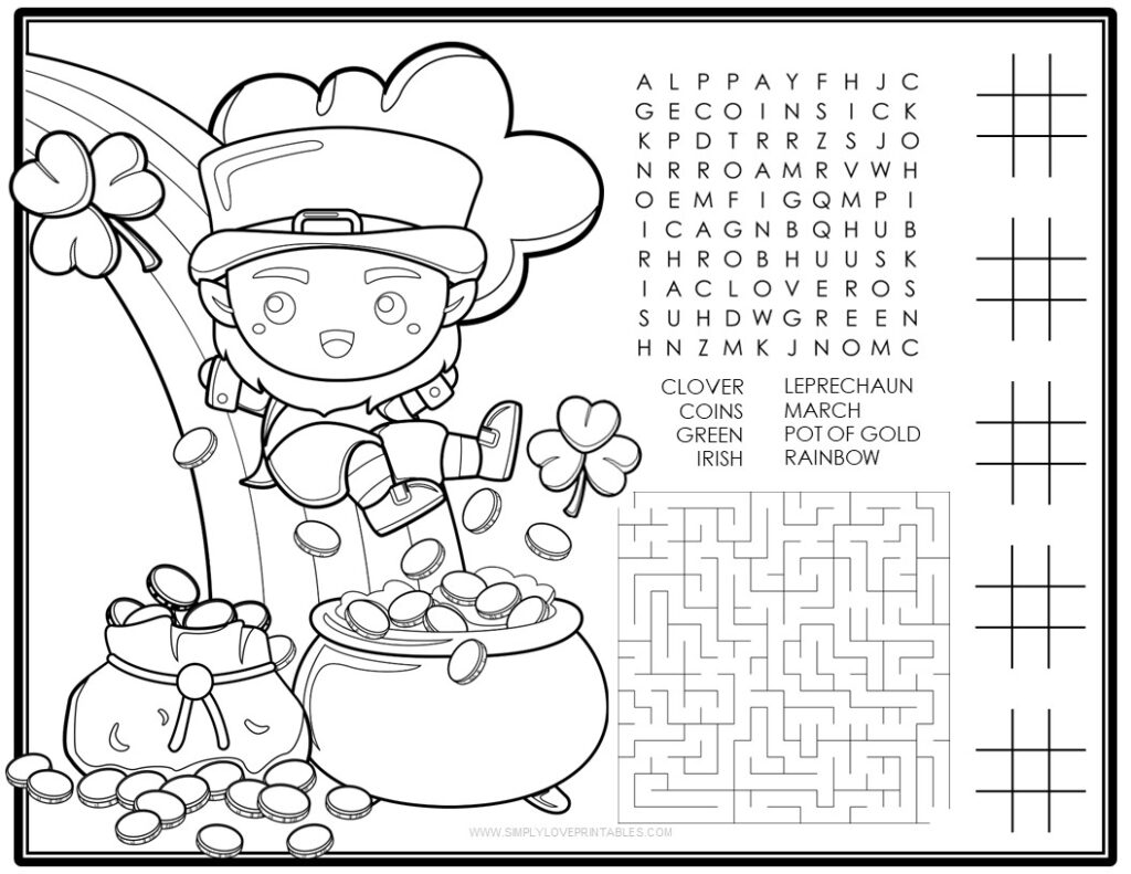 Simply Love Printable St. Patrick's Day Activity Placemat