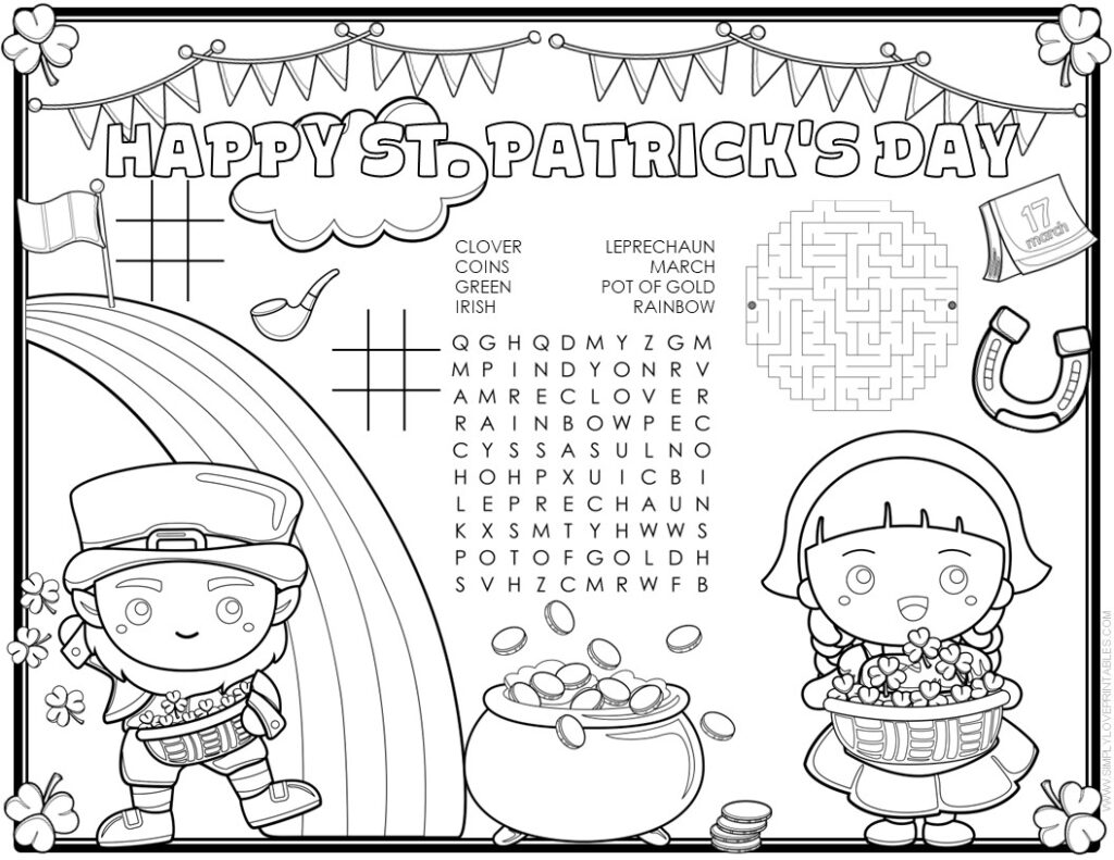 Simply Love Printable St. Patrick's Day Activity Placemat 2
