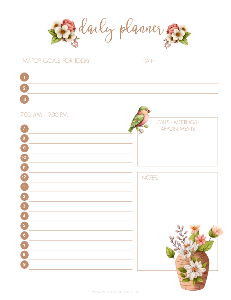 Simply Love Printables Daily Planner Calendar Add on Planning Pages April 2023