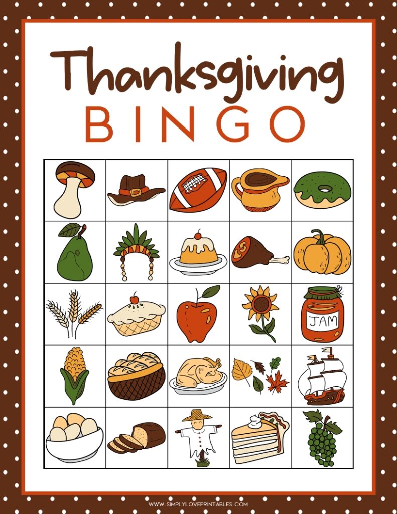 Simply Love Printables Thanksgiving Bingo Cards 1