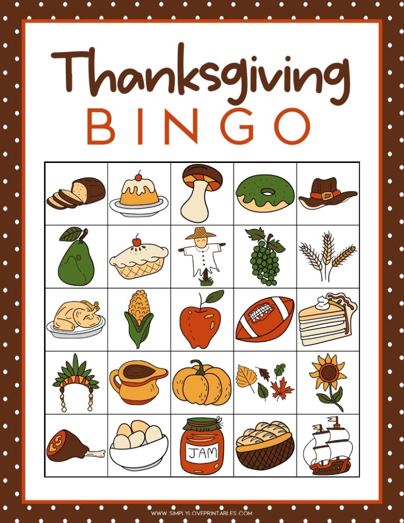 Simply Love Printables Thanksgiving Bingo Cards 10