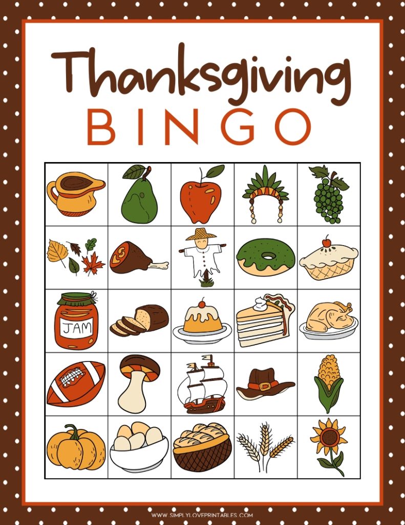 Simply Love Printables Thanksgiving Bingo Cards 2