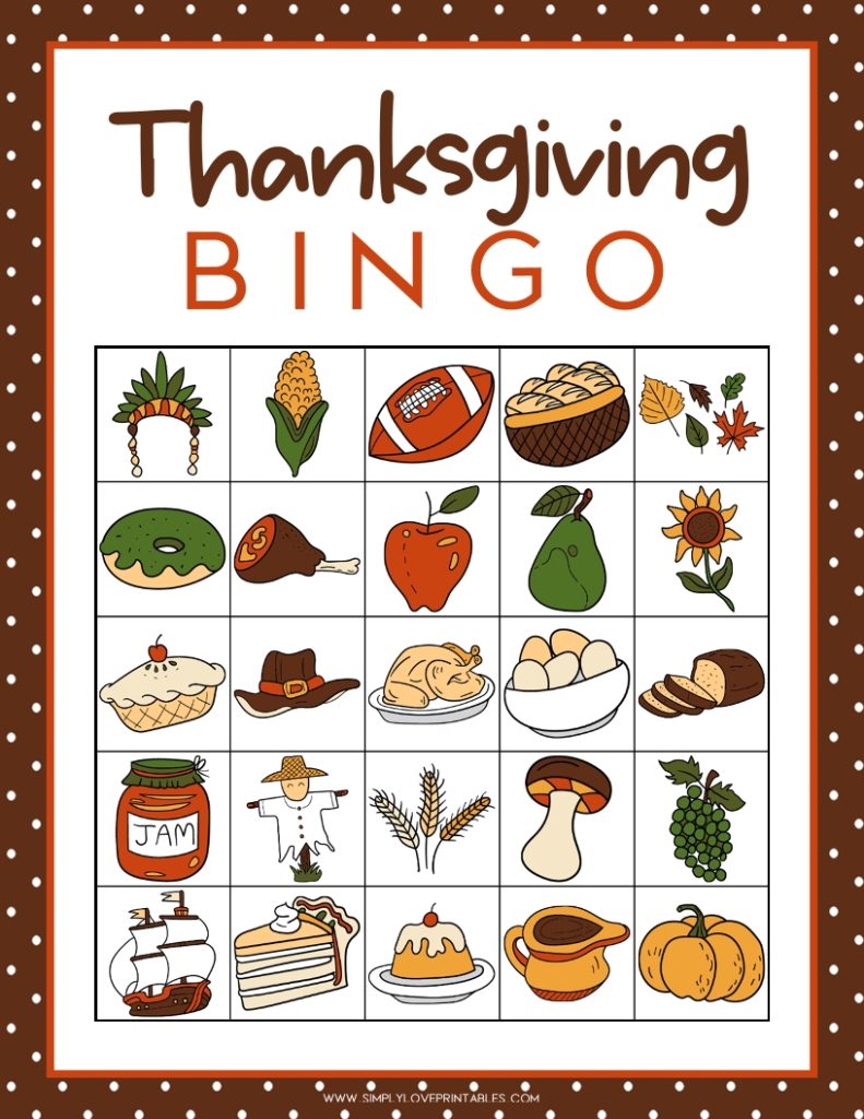 Simply Love Printables Thanksgiving Bingo Cards 5