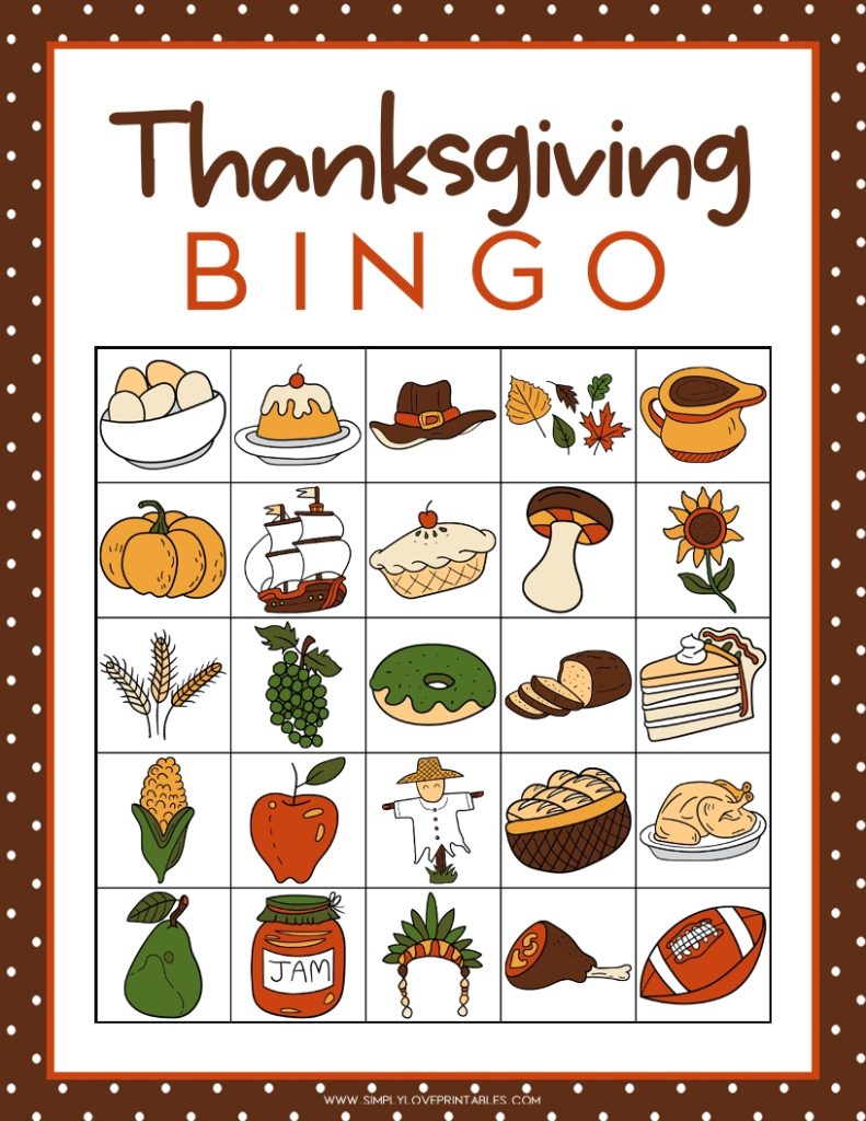 Simply Love Printables Thanksgiving Bingo Cards 6