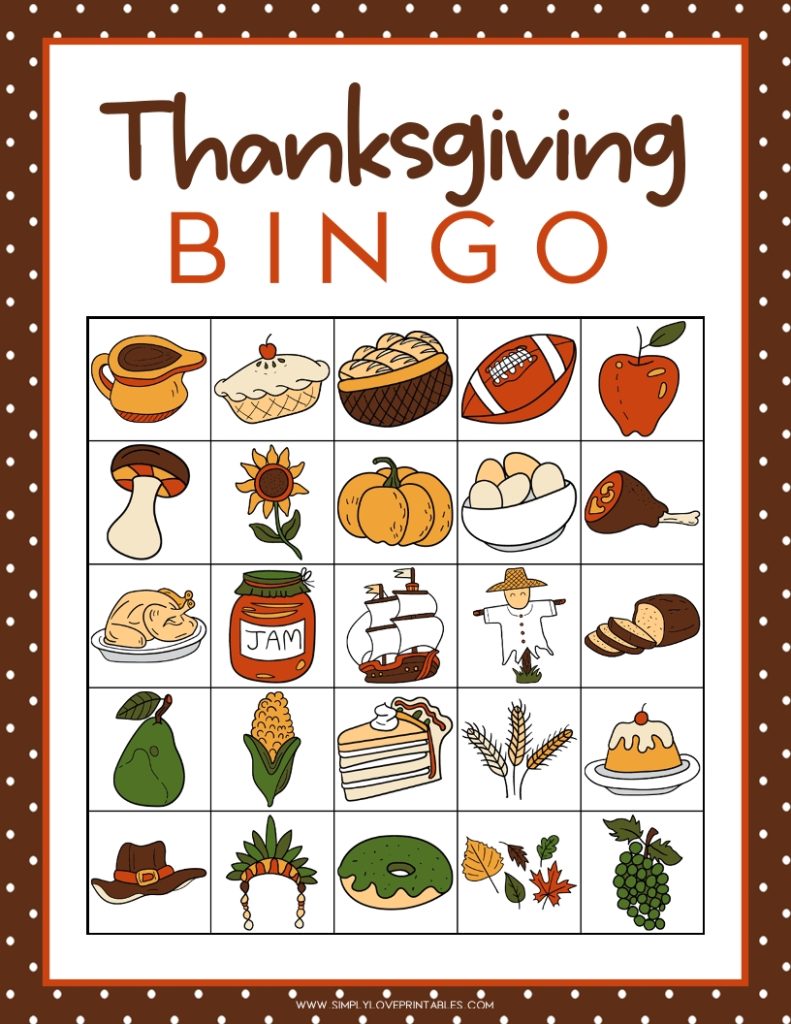 Simply Love Printables Thanksgiving Bingo Cards 7