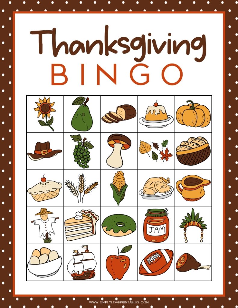 Simply Love Printables Thanksgiving Bingo Cards 9