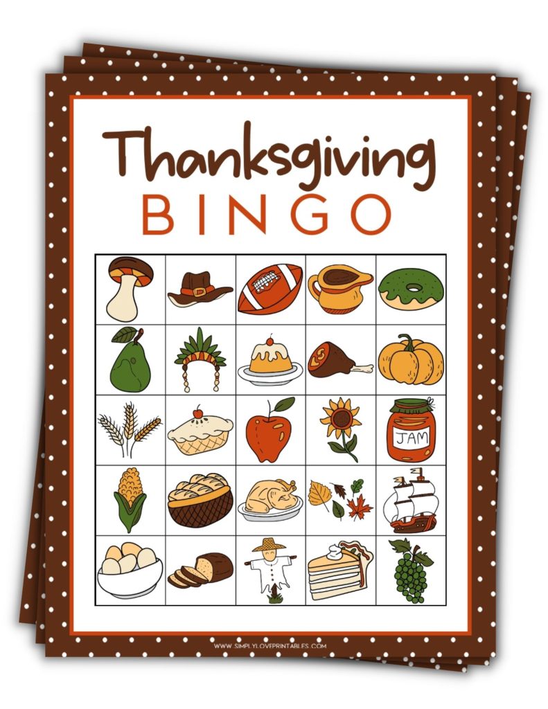 Simply Love Printables Thanksgiving Bingo Cards Complete Set