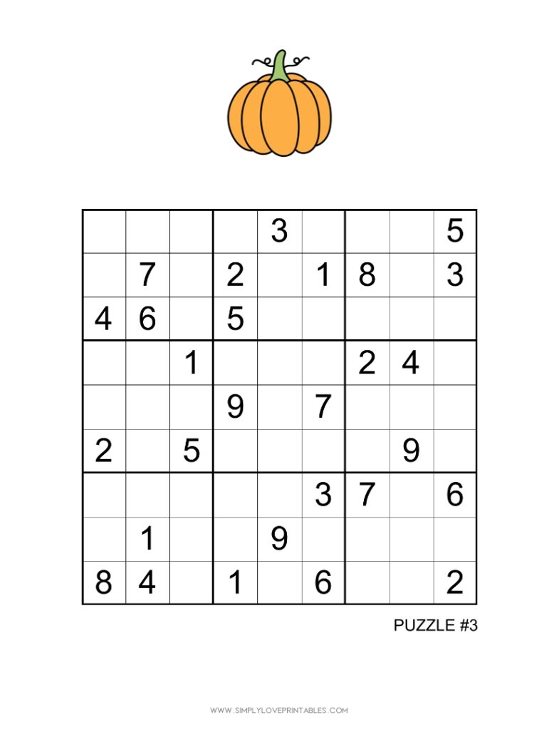 Simply Love Thanksgiving-Themed Sudoku Puzzle 3
