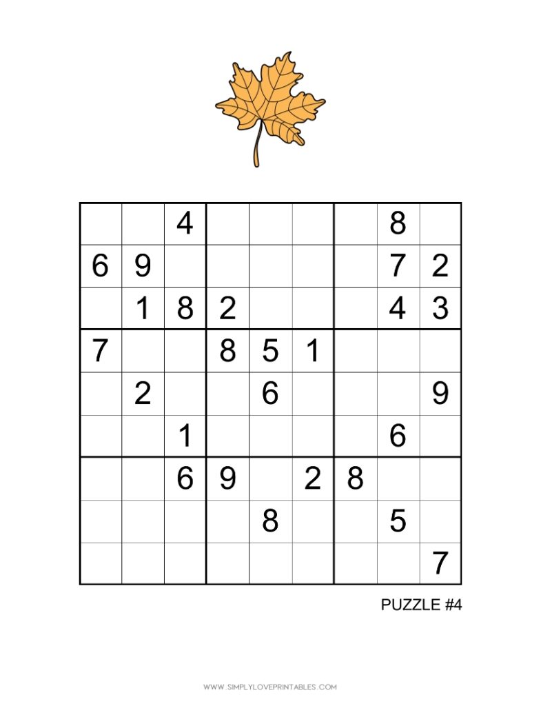 Simply Love Thanksgiving-Themed Sudoku Puzzle 4