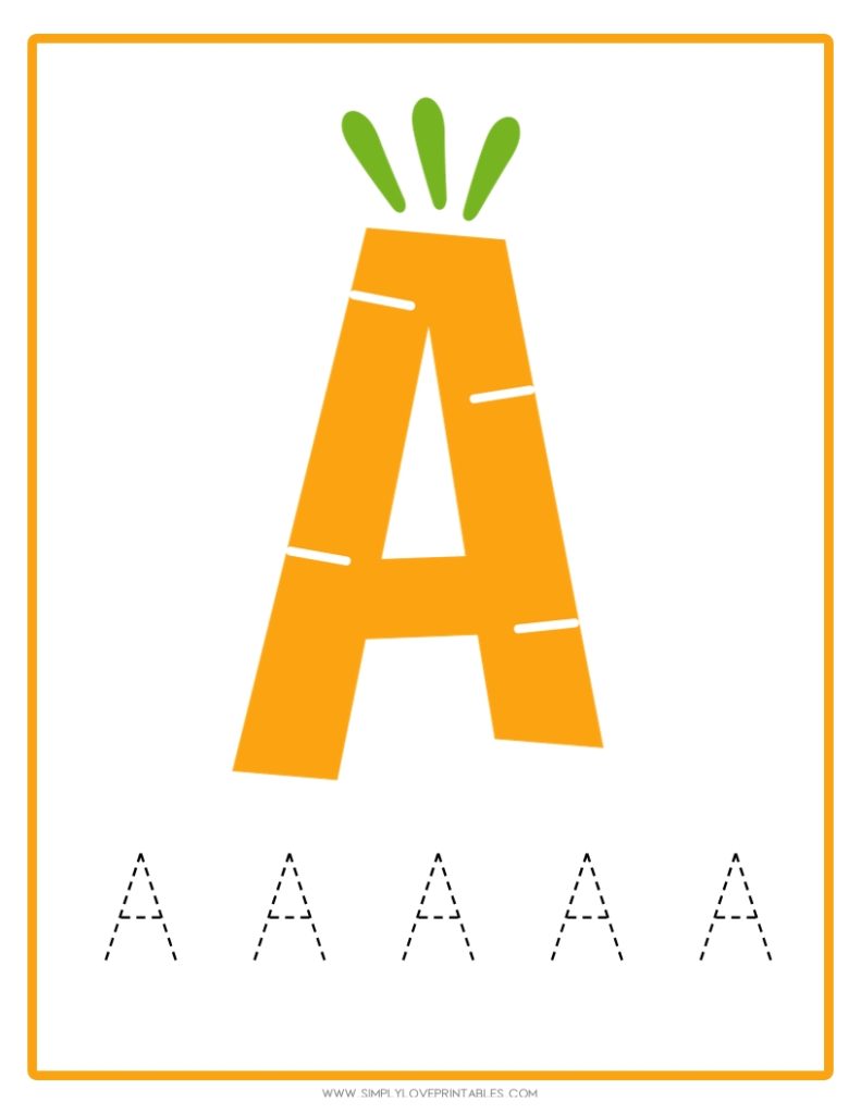 Carrot Alphabet Tracing Pages 1