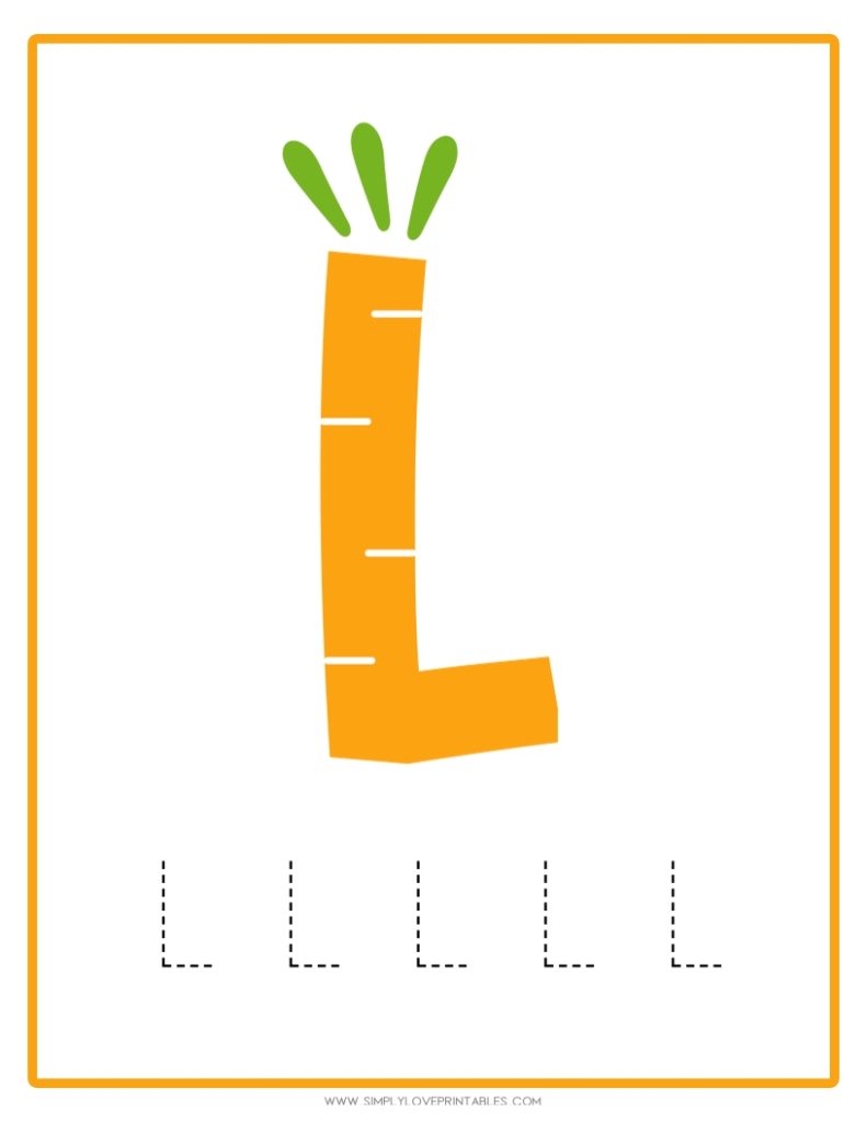 Carrot Alphabet Tracing Pages 12