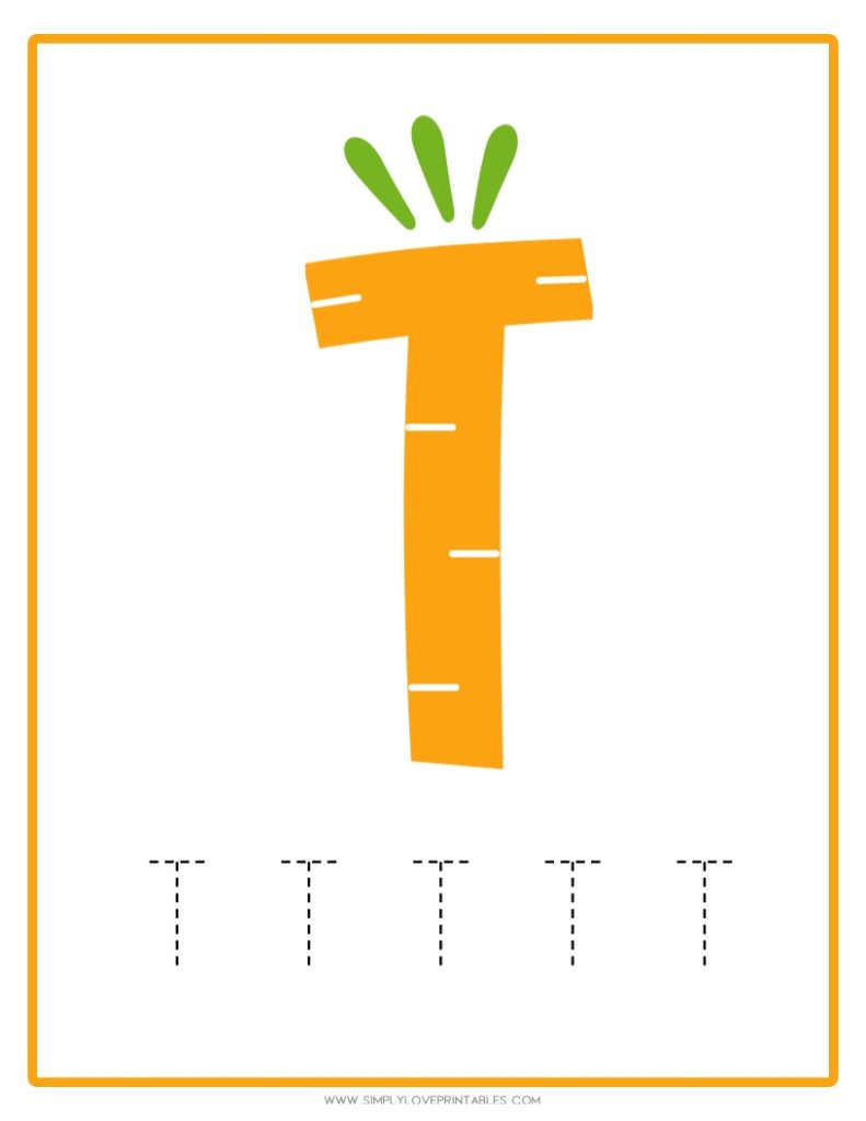 Carrot Alphabet Tracing Pages 20