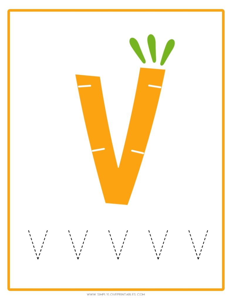 Carrot Alphabet Tracing Pages 22