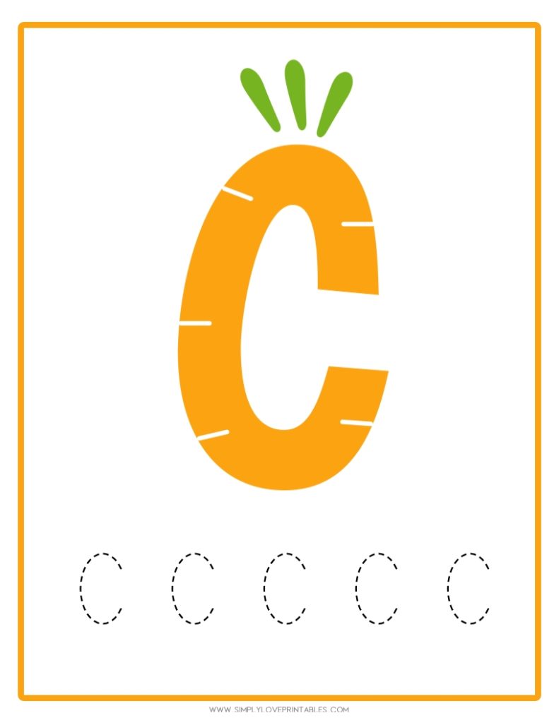Carrot Alphabet Tracing Pages 3