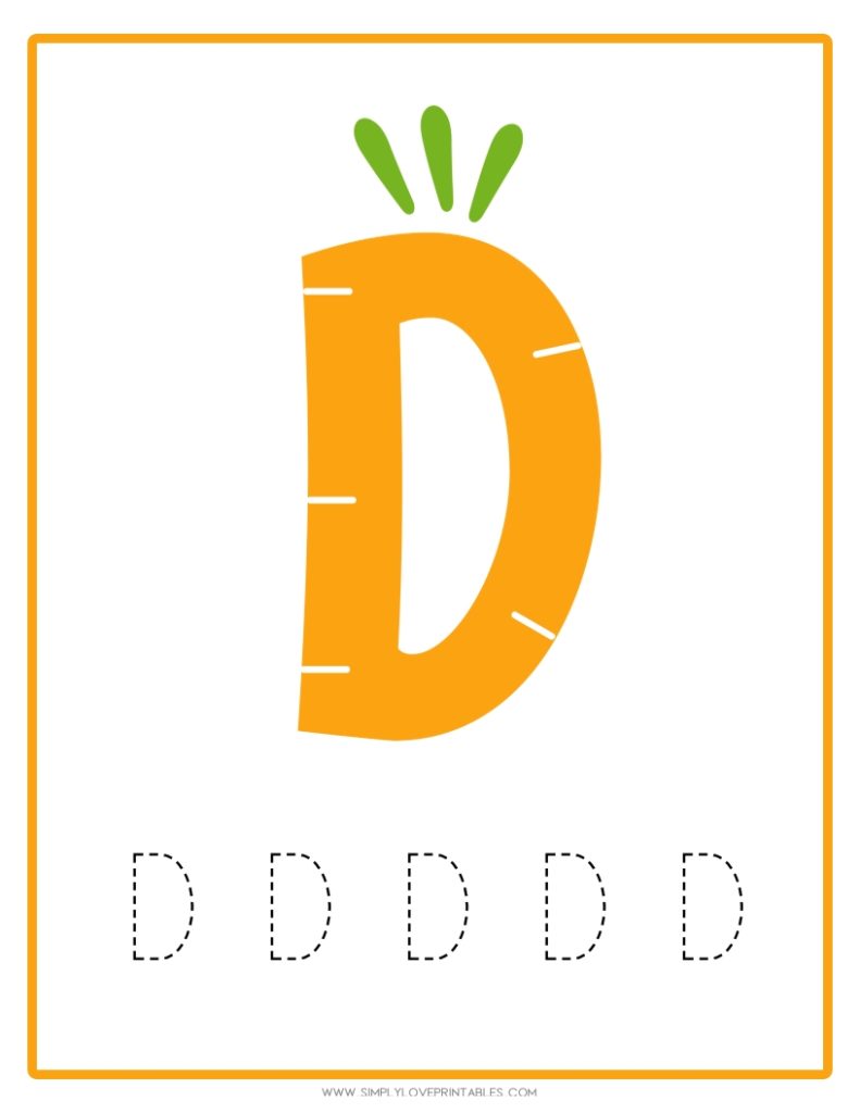 Carrot Alphabet Tracing Pages 4