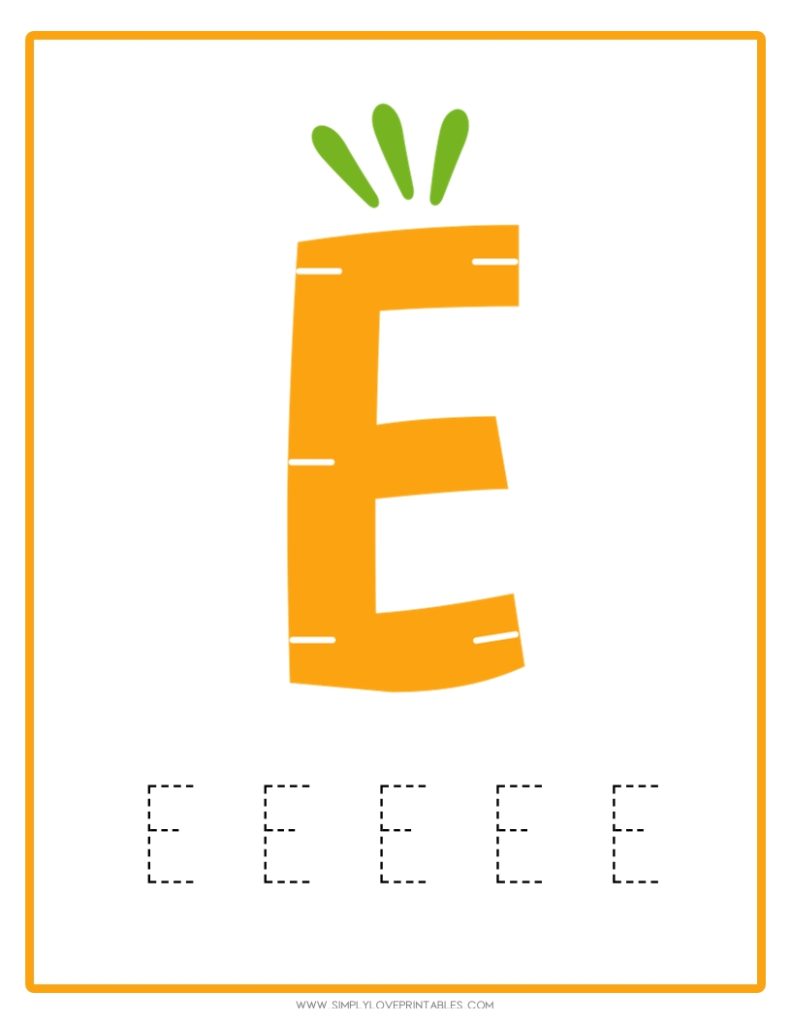 Carrot Alphabet Tracing Pages 5