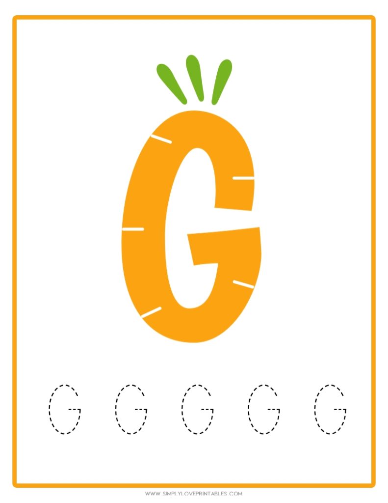 Carrot Alphabet Tracing Pages 7