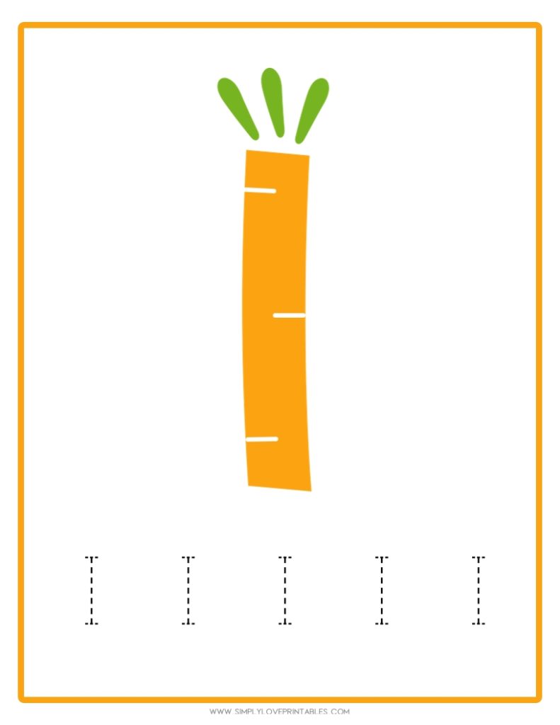 Carrot Alphabet Tracing Pages 9