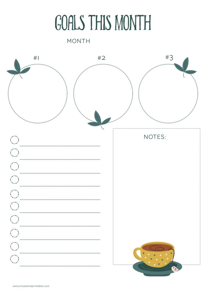 Simply Love Printables November Tea Goals For This Month