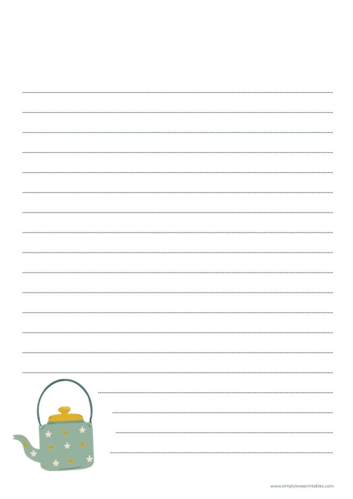 Simply Love Printables November Tea Kettle Journal Page