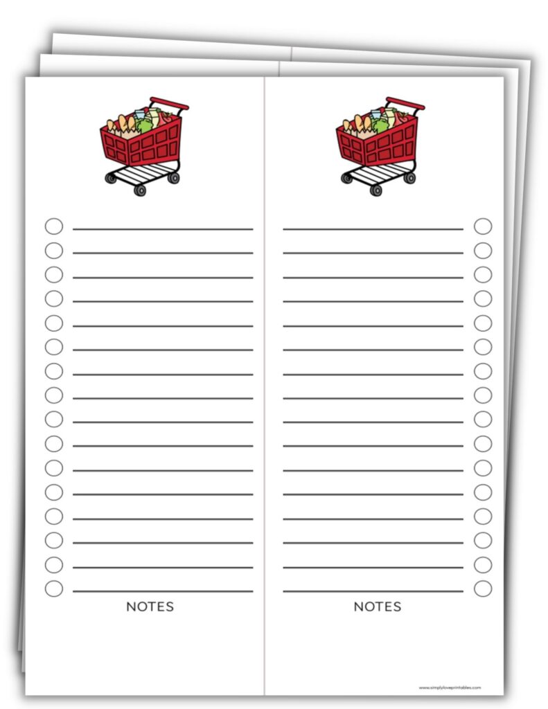 Colorful Grocery Cart Shopping List (All 7 Pages)