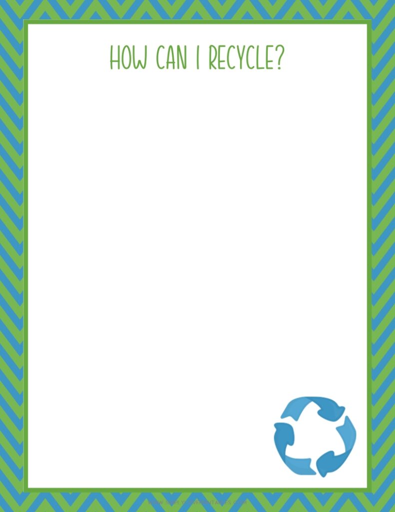 Earth Day Journal Page Blue And Green Patterned Border