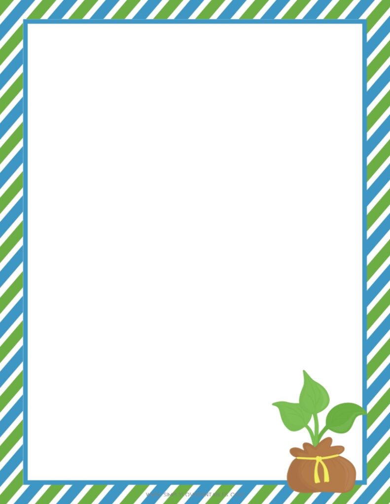 Earth Day Journal Page Blue And Green Stripes Border