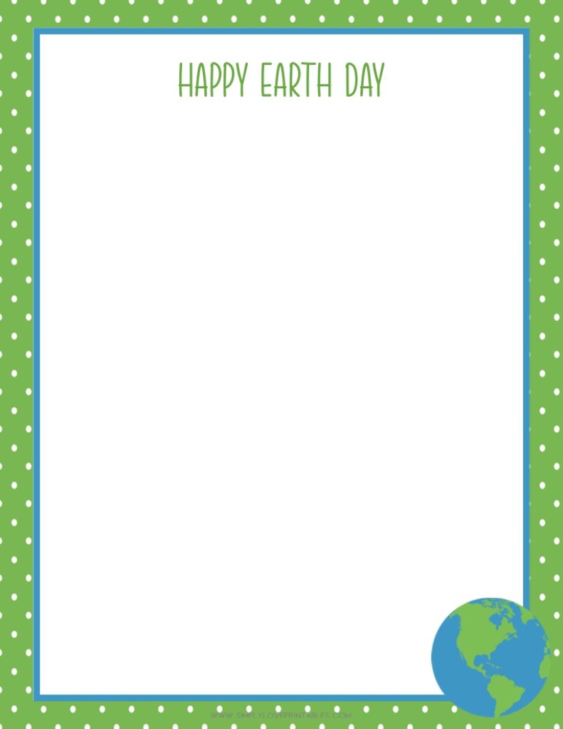 Earth Day Journal Page Dotted Green Border