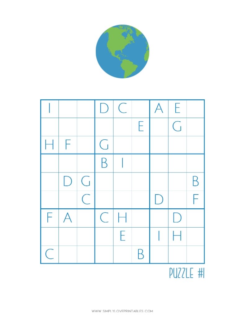 Earth Day Sudoku Alphabet Puzzle 1