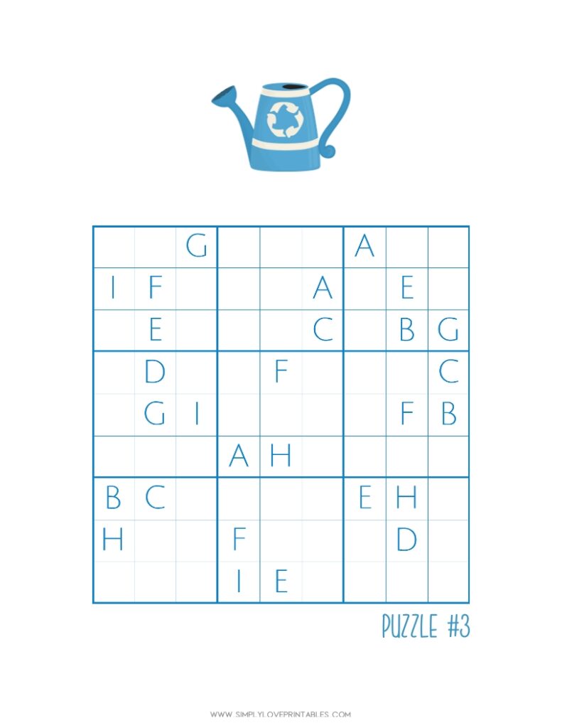 Earth Day Sudoku Alphabet Puzzle 3