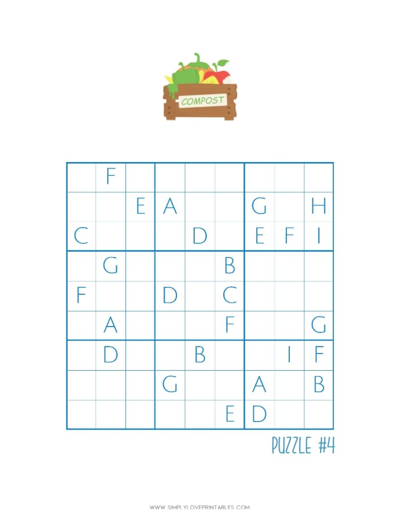 Earth Day Sudoku Alphabet Puzzle 4