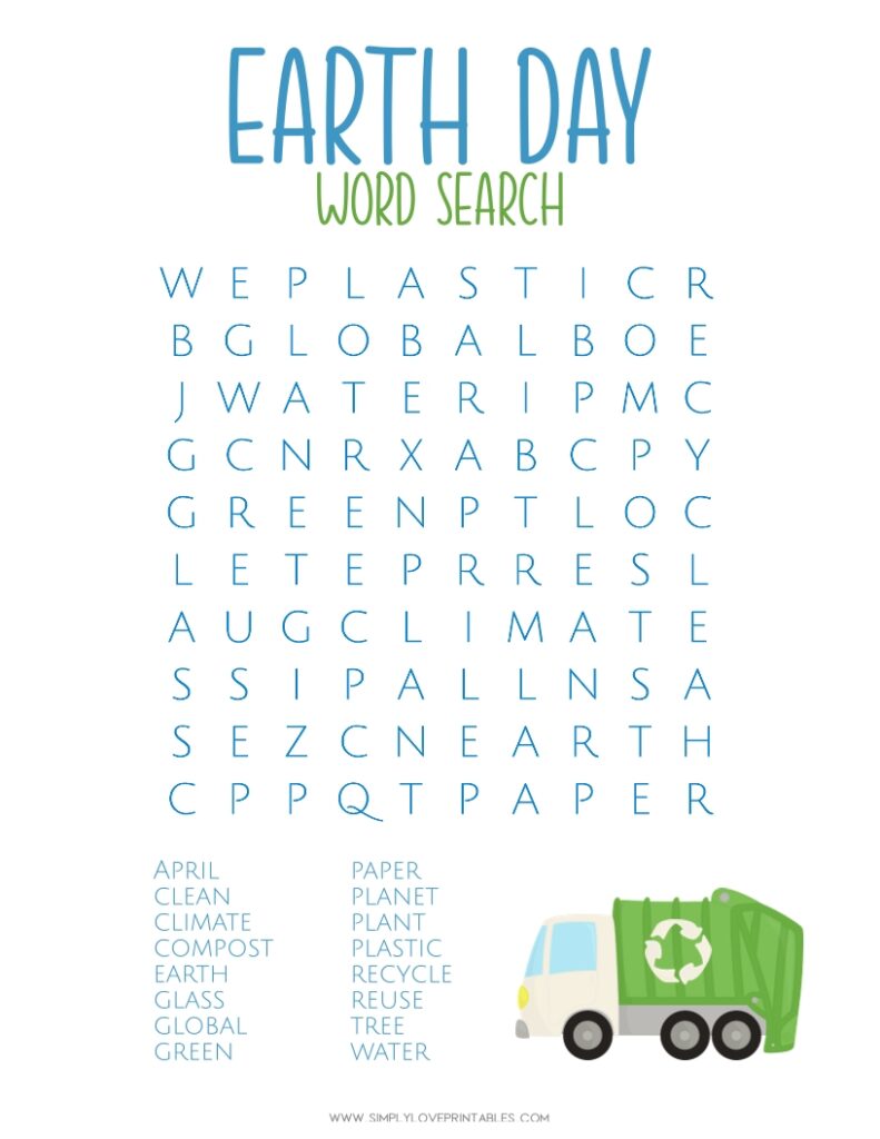 Earth Day Word Search Puzzle