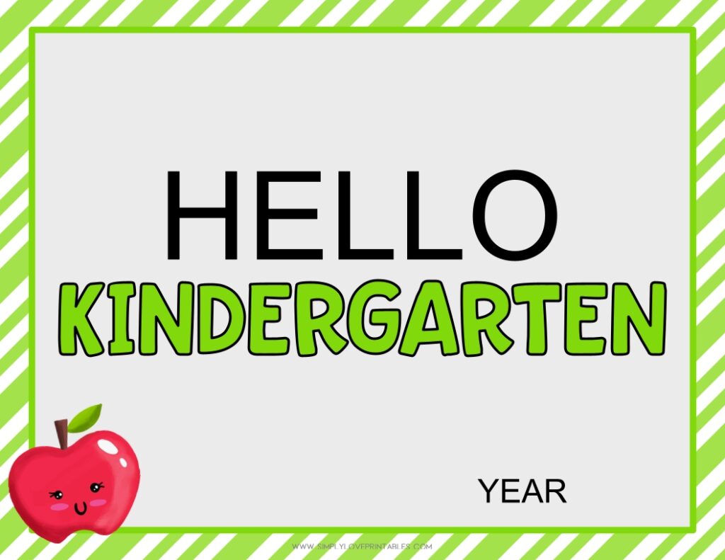 First Day Of School Hello Kindergarten Sign