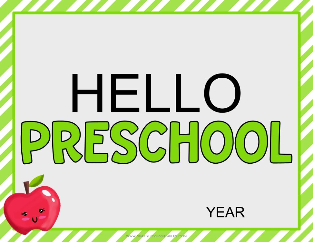 First Day Of School Hello Preschool Sign