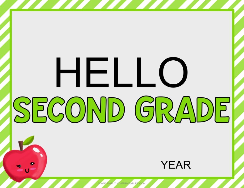 First Day Of School Hello Second Grade Sign