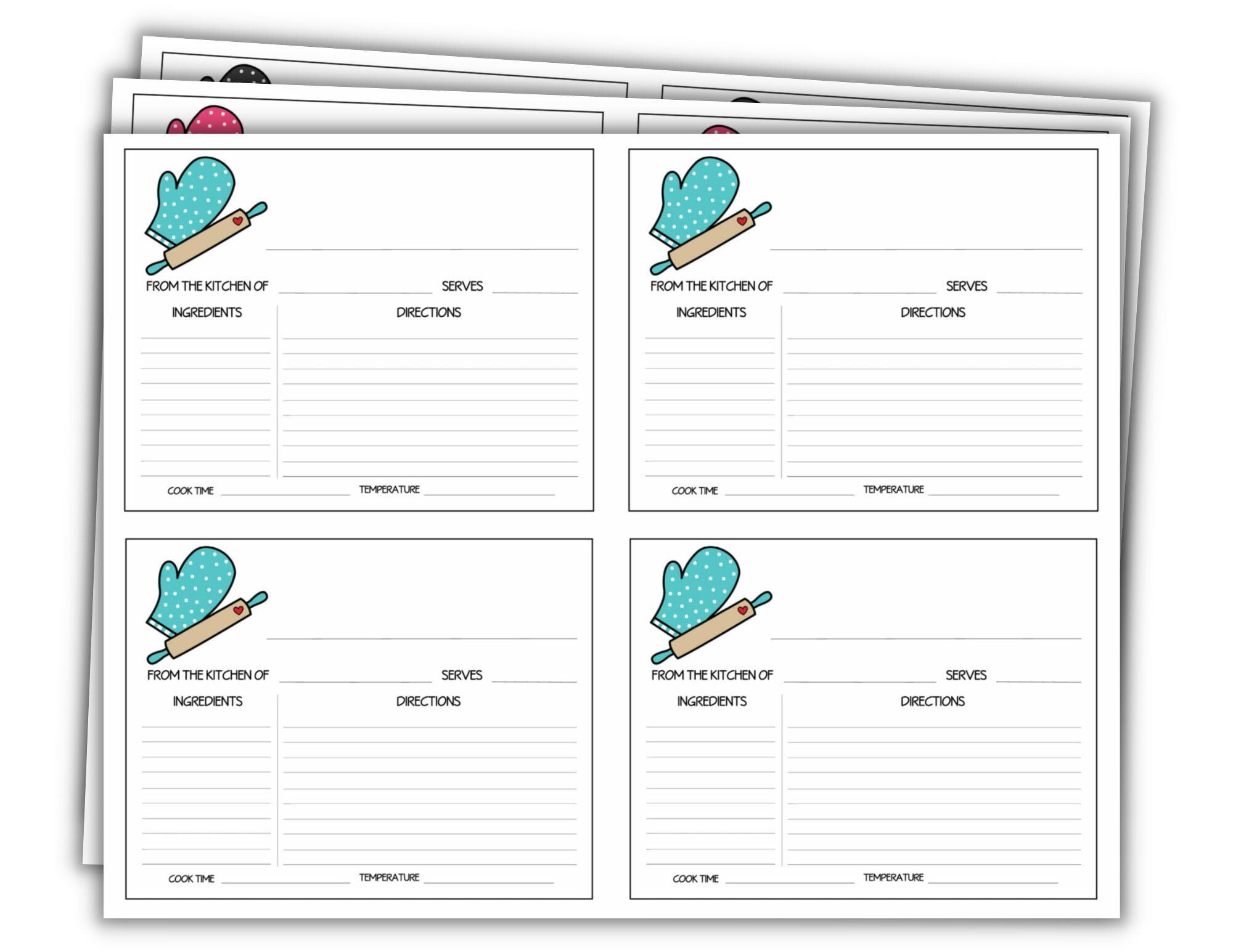 Free Printable Recipe Cards (9 Pages)