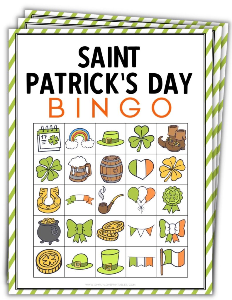 Saint Patrick's Day Square Bingo Cards (25 Pages)