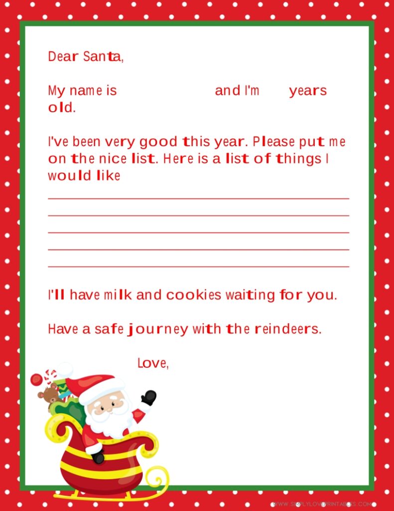 Simply Love Printables Santa Nice Letter With Envelope 1