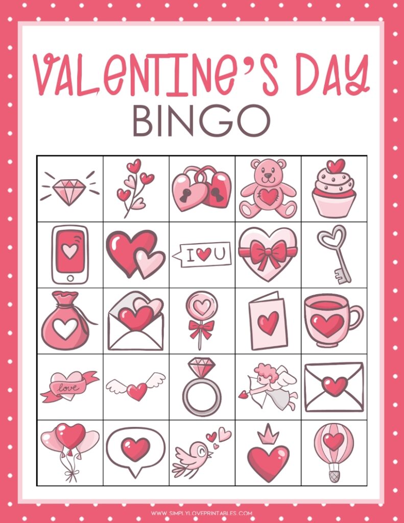 Simply Love Printables Valentines Day Bingo 4