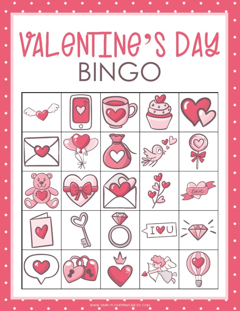 Simply Love Printables Valentines Day Bingo 5