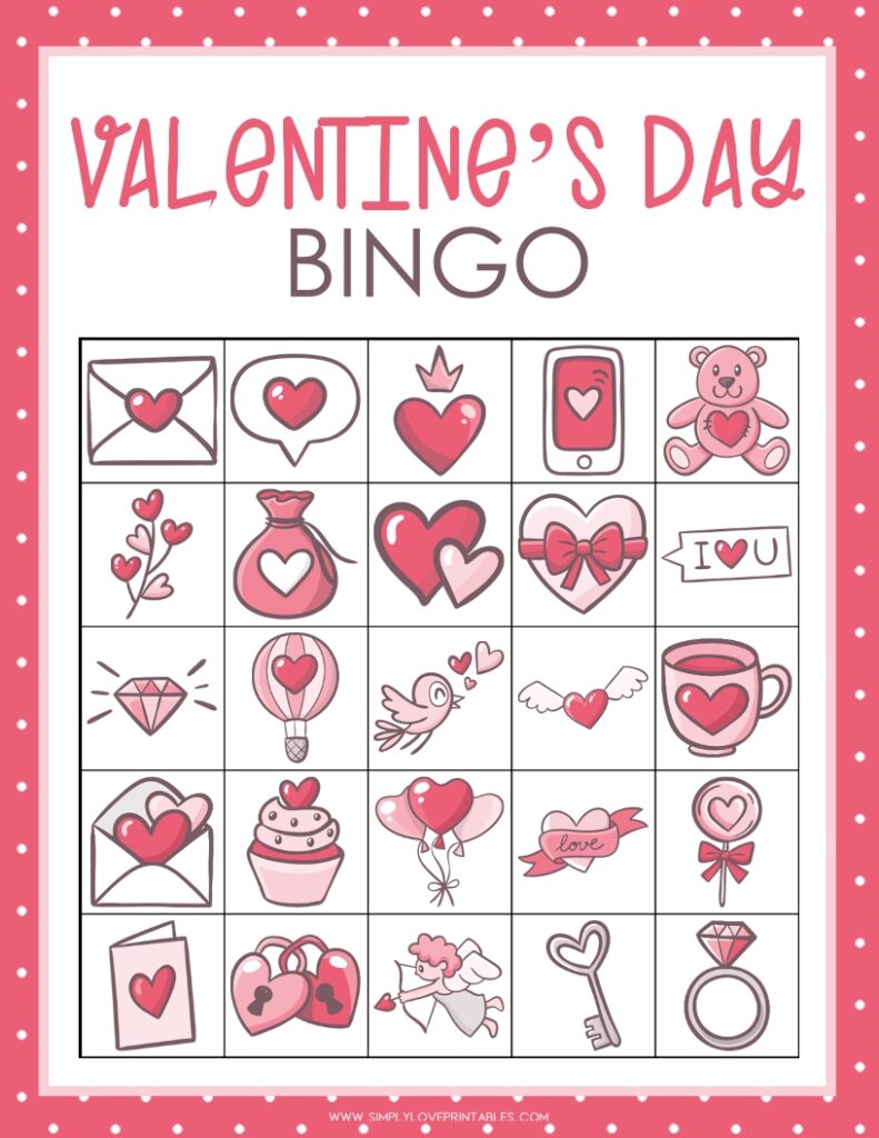 Simply Love Printables Valentines Day Bingo 6
