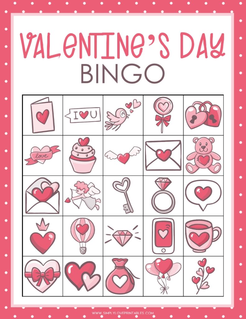 Simply Love Printables Valentines Day Bingo 7