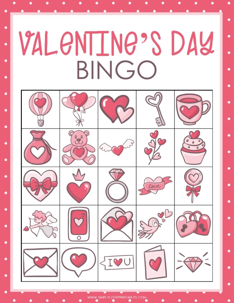 Simply Love Printables Valentines Day Bingo 8