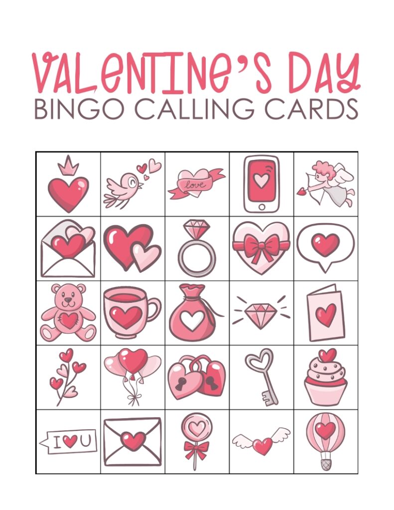 Simply Love Printables Valentines Day Bingo Calling Card