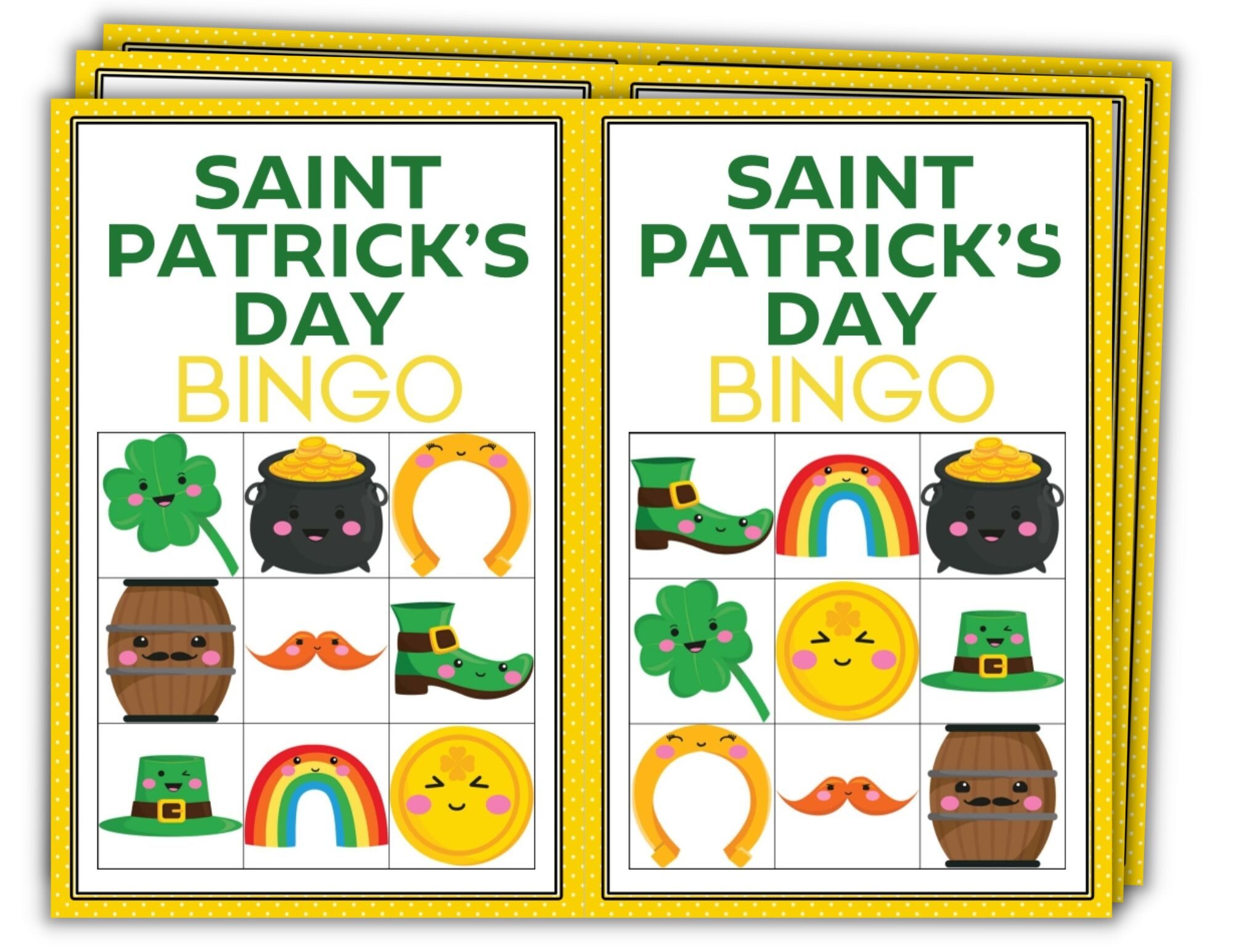 St Patrick's Day Yellow Square Bingo Cards (9 Pages)