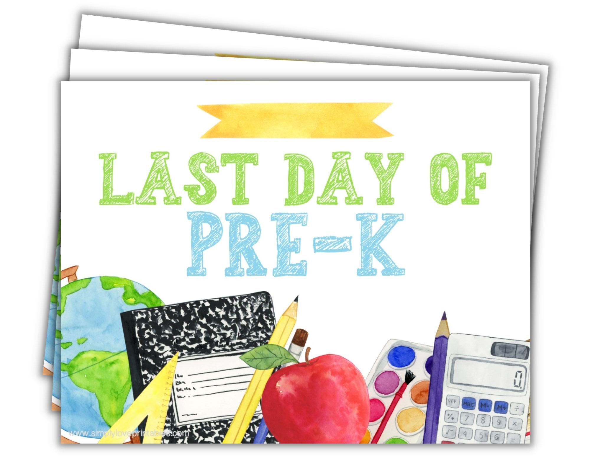 Watercolor Theme Last Day Of School Sign (14 Pages)