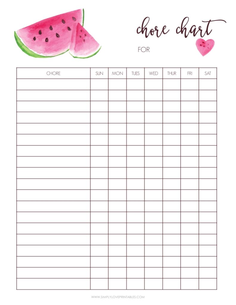 August Add-On - Watermelon Chore Chart