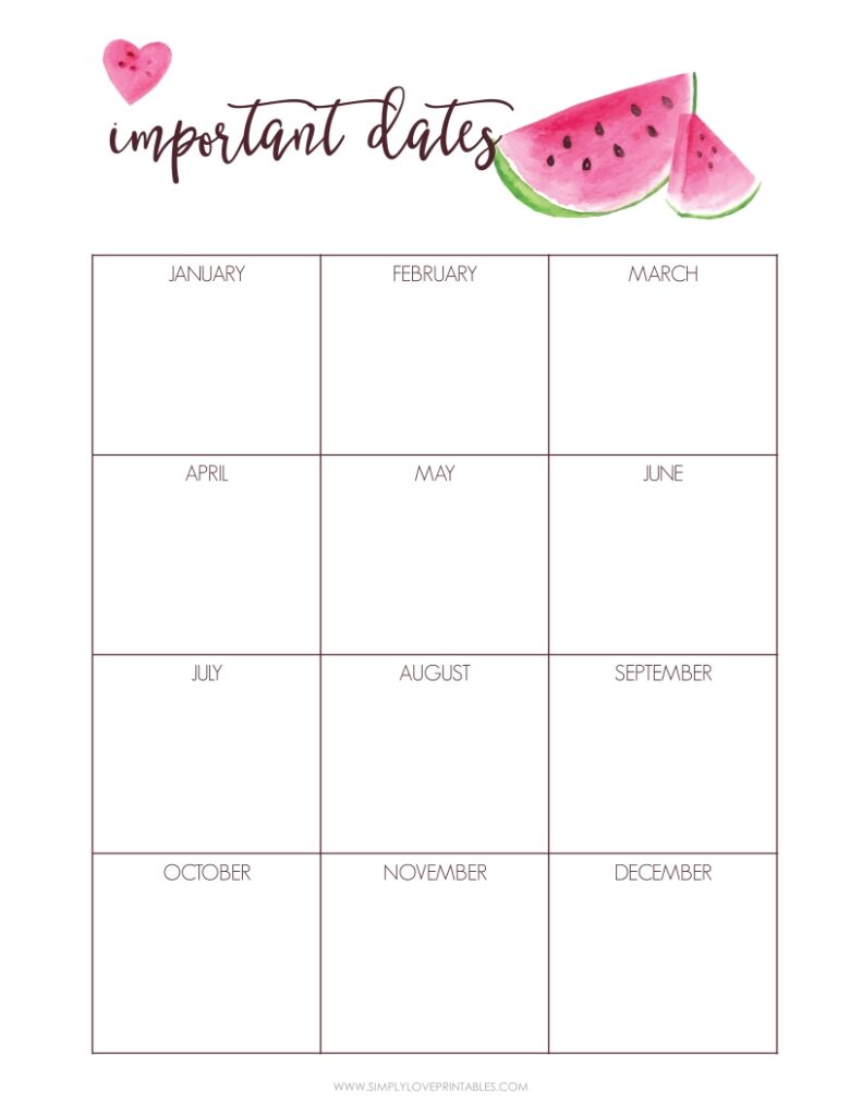 August Add-On - Watermelon Important Dates