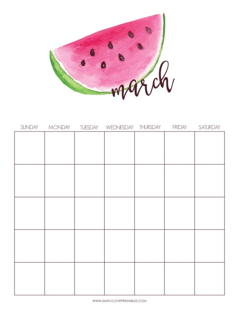 August Add-On - Watermelon March Undated Calendar