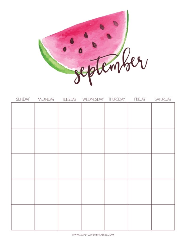 August Add-On - Watermelon September Undated Calendar